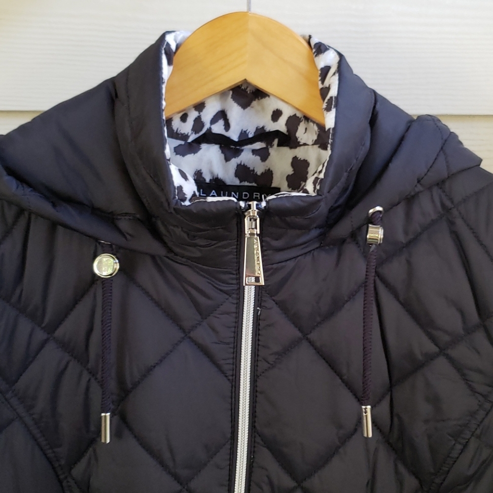 Laundry By Shelli Segal Blue 3/4 Zip Parka Jacket - Picture 5 of 13